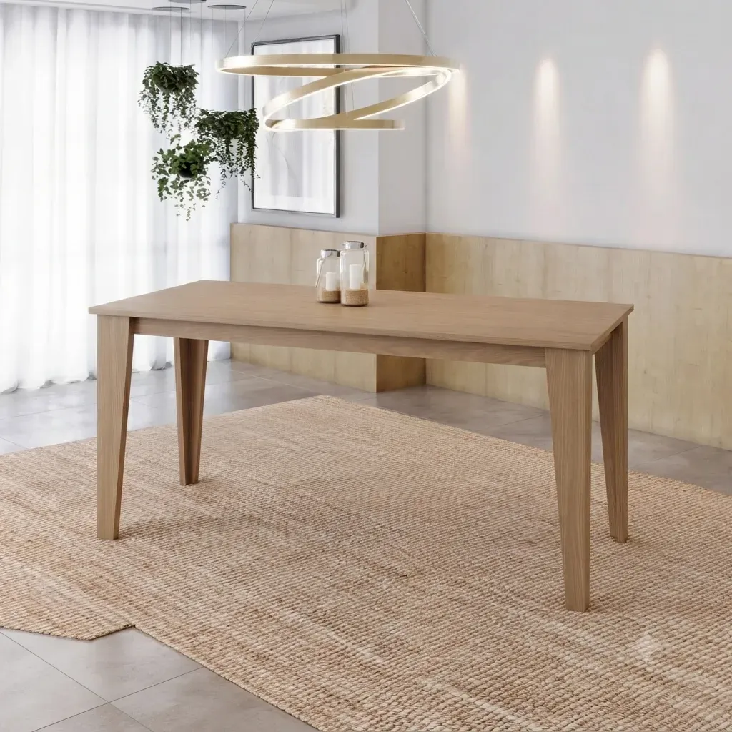 PACK Vittoria - Table à manger rectangle en Chêne + 4 chaises Milla Caramel.webp