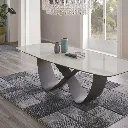 [TABLE-T931] Danube - Table à manger pieds en céramique noir plateau marbre.webp