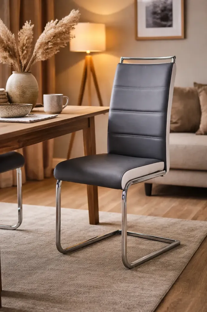 [CHAISE-536] CHAISE GRIS FONCE ET BLANC