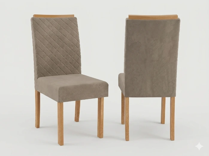 [ELEGANCE-CARAMEL] CHAISE EN TISSU CARAMEL ET BOIS