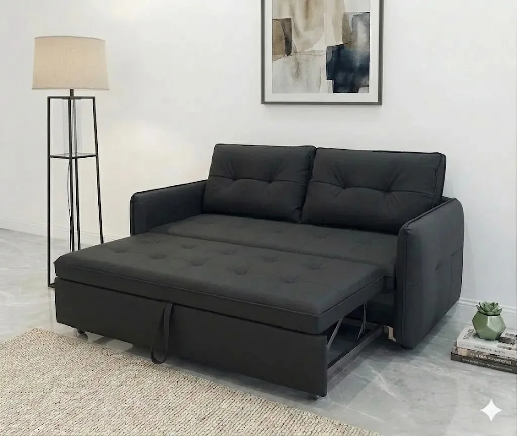[SALON-2602] CANAPÉ NOIR 3 en 1 CONVERTIBLE