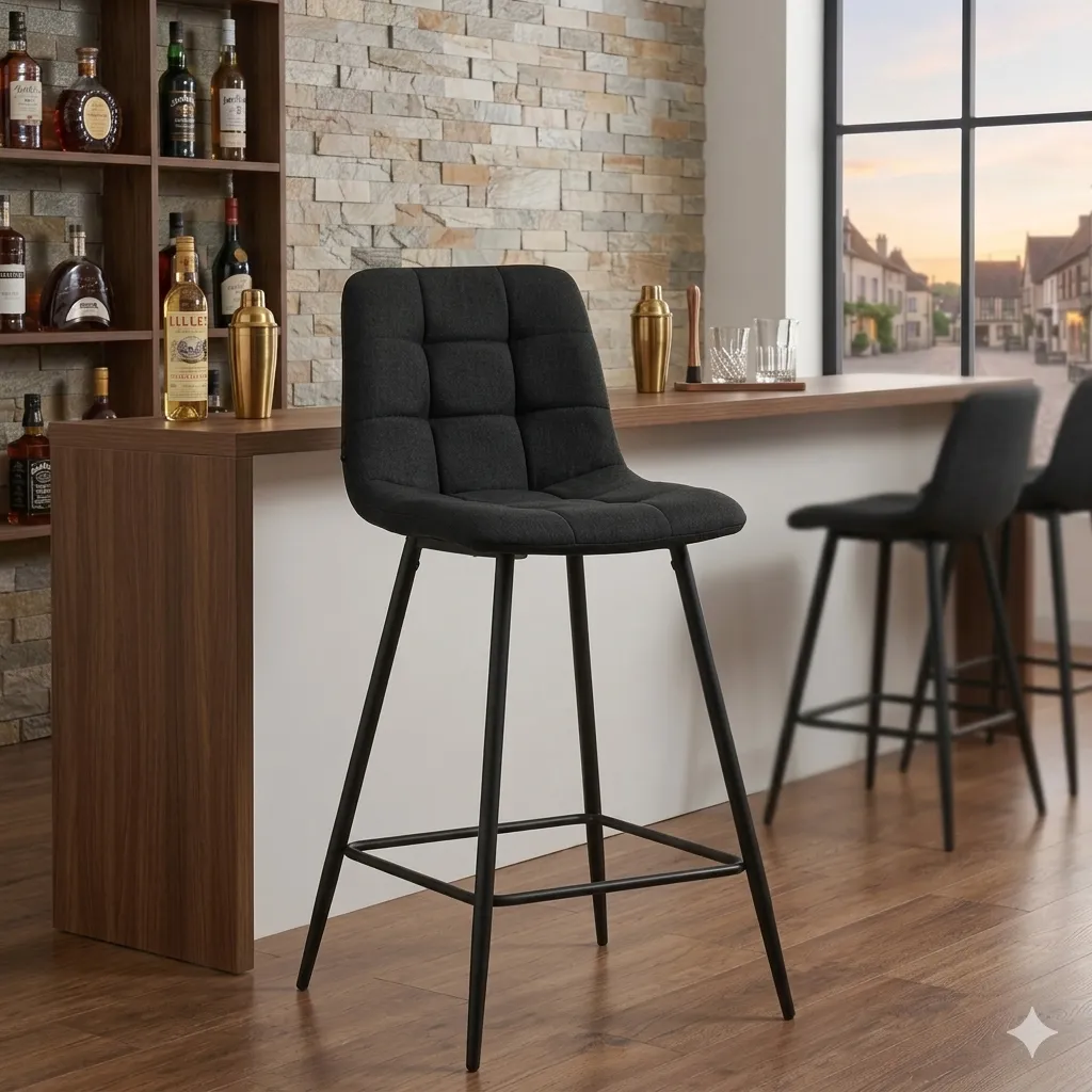 [CHAISEBAR-962] CHAISE BAR MARRON FONCE PIEDS EN METAL