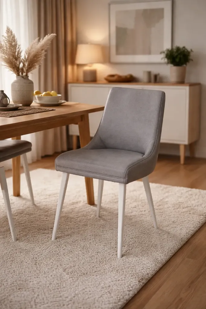 [CHAISE-RENO] CHAISE RENO GRIS PIEDS BLANC