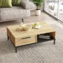 TABLE BASSE 1 TIRROIR ET RANGEMENT EN BOIS