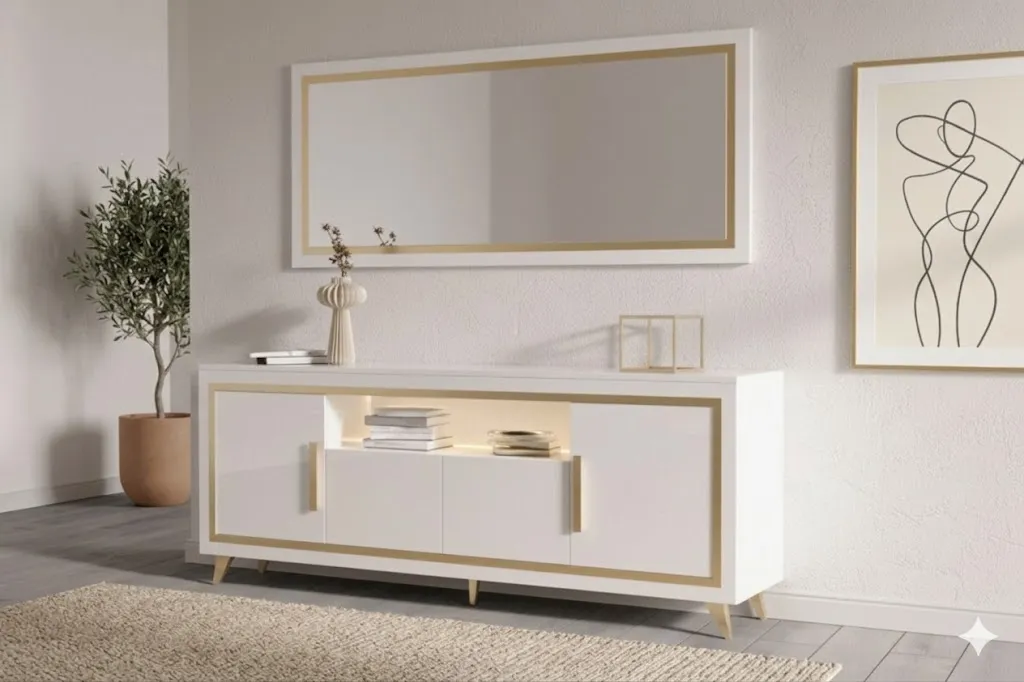 [BAHUT-GOLD] GOLD ENFILADE AVEC MIROIR