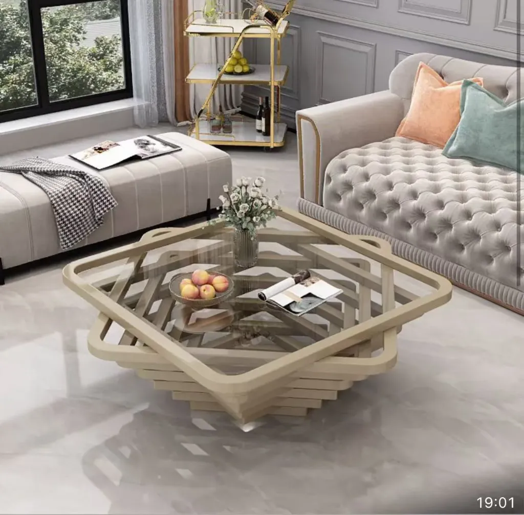 TABLE BASSE DESIGN ARCHITECTURALE (plateau en verre)