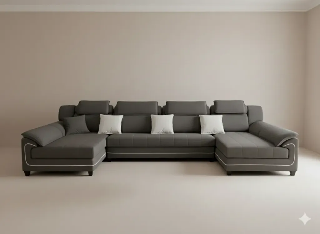 [MC-SOF-GRIS-002] CANAPÉ GRIS PANORAMIQUE 7 PLACES 1132 