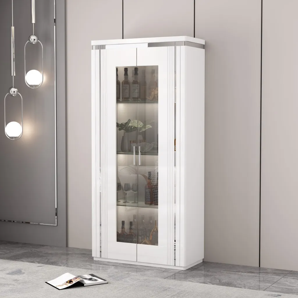 [VIT-90429] VITRINE BLANCHE ET GRISE 2 PORTES