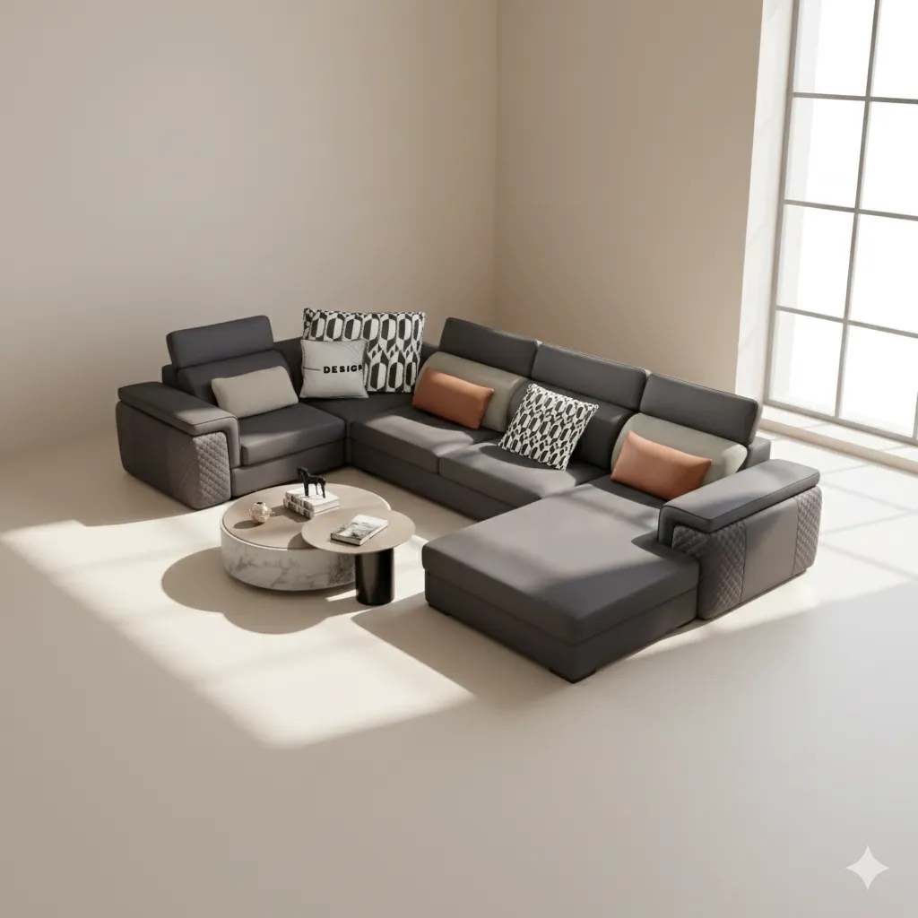 [MC-SOF-GRIS-003] CANAPÉ GRIS PANORAMIQUE 7 PLACES 932A