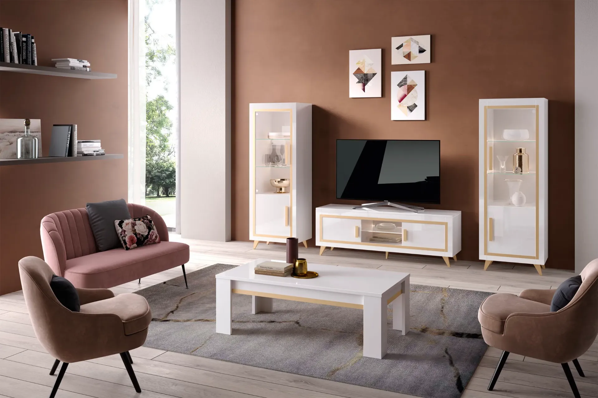 [GOLD-VIT1PD + GOLD-VIT1PG + GOLD-TV] LIVING TV GOLD 1P + 1P+ TABLE TV