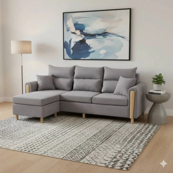 [SALON-ZH-109] CANAPÉ D'ANGLE GRIS ZH109 8826-5