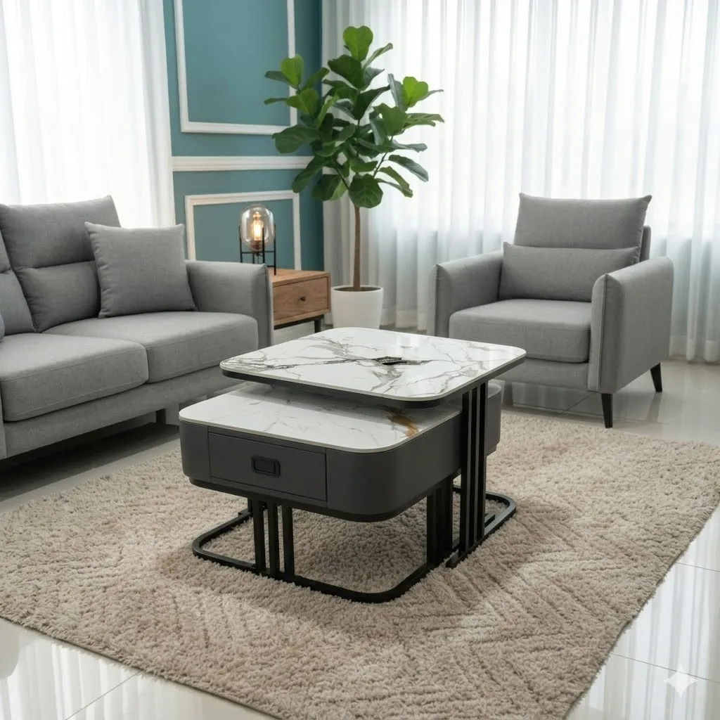 TABLE BASSE GIGOGNE CARRE EN MARBRE