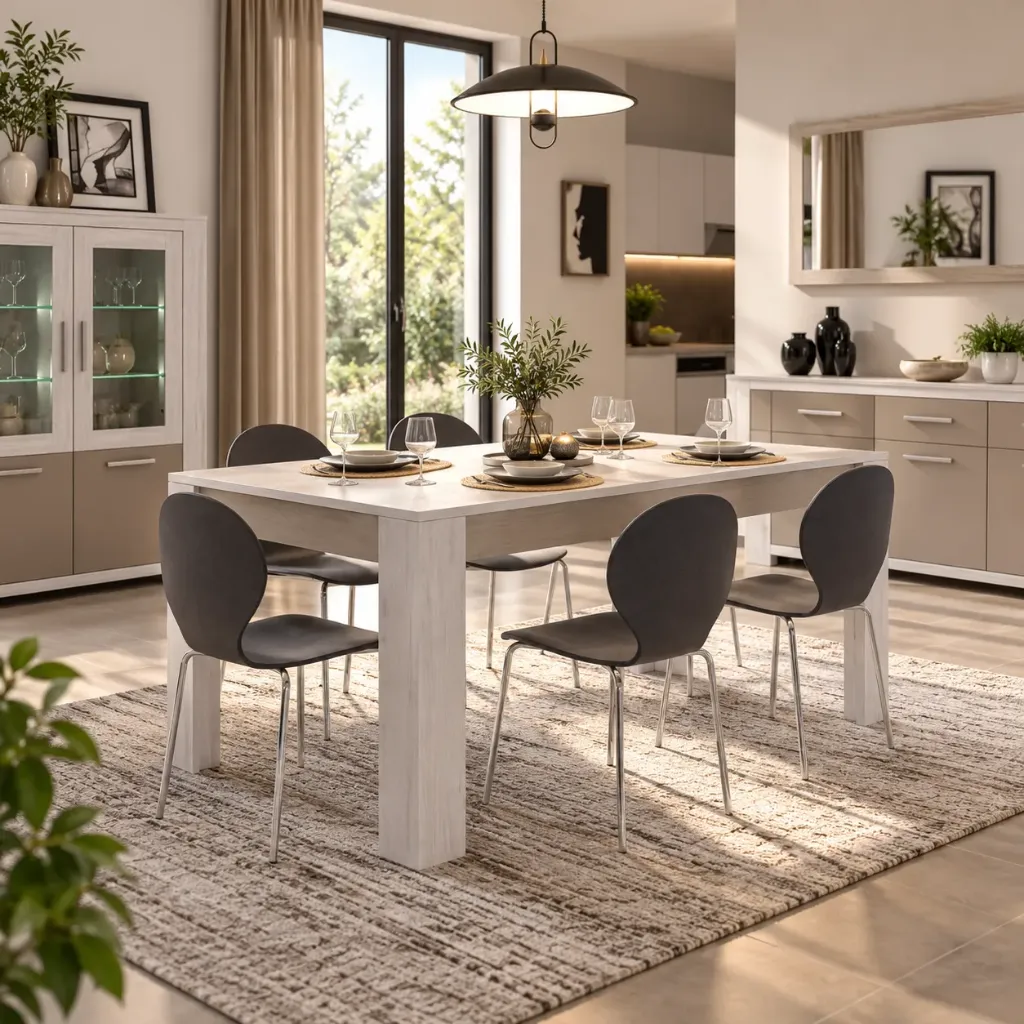 [LAURA-TABLE] LAURA TABLE A MANGER BLANCHE  EXTENSIBLE