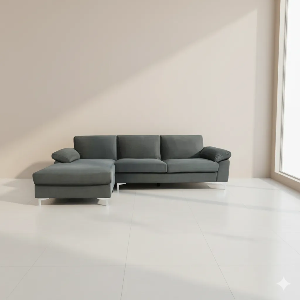 [MC-SOFA-GRIS-007] CANAPÉ D'ANGLE GRIS KAVEAH