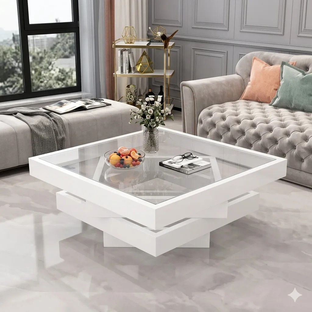 TABLE BASSE BLANCHE CONTEMPORAINE