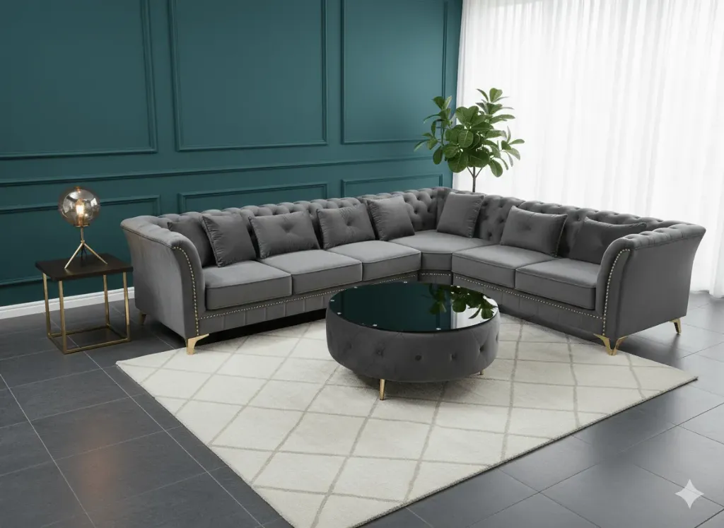 TABLE BASSE RONDE EN VELOURS 3067B