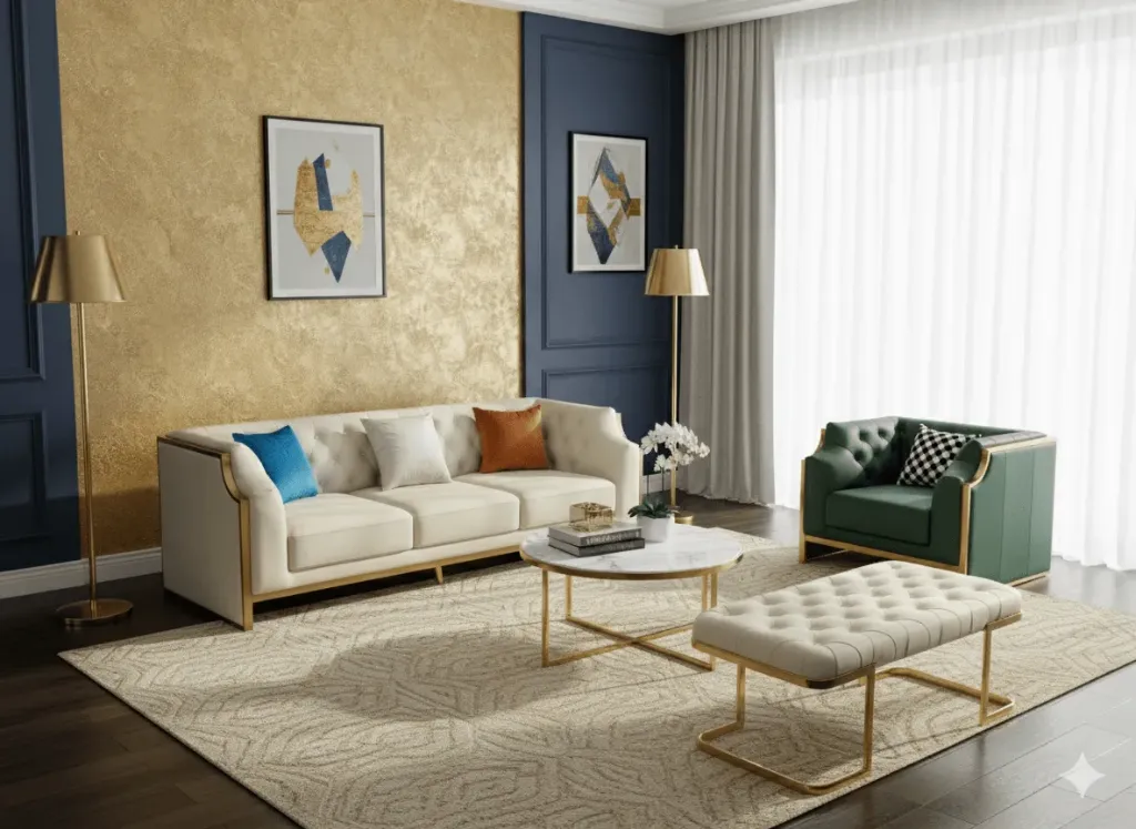 SALON LUXE 1(vert)+3(blanc)+REPOSE PIED