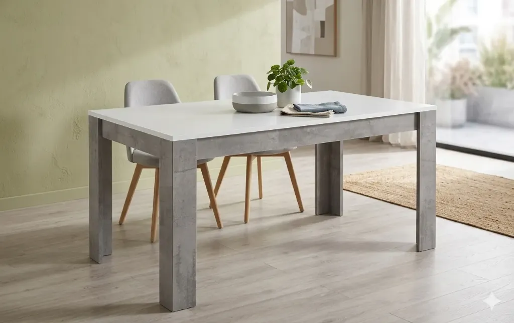 TABLE A MANGER GRISE ET BLANCHE GRETTA