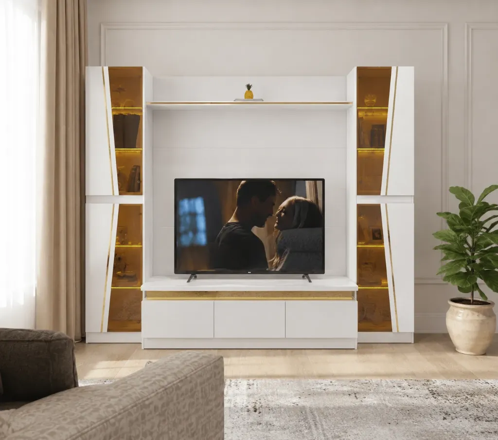 [LIVING-9906(396)] LIVING TV Mural Panoramique Gold