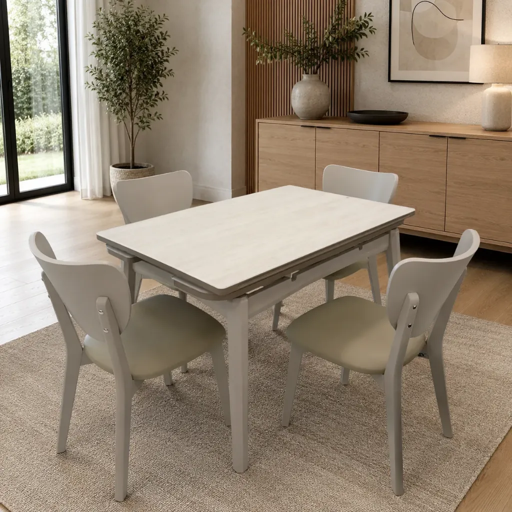 PACK TABLE KALYS EXTENSIBLE + 4 CHAISES COCO
