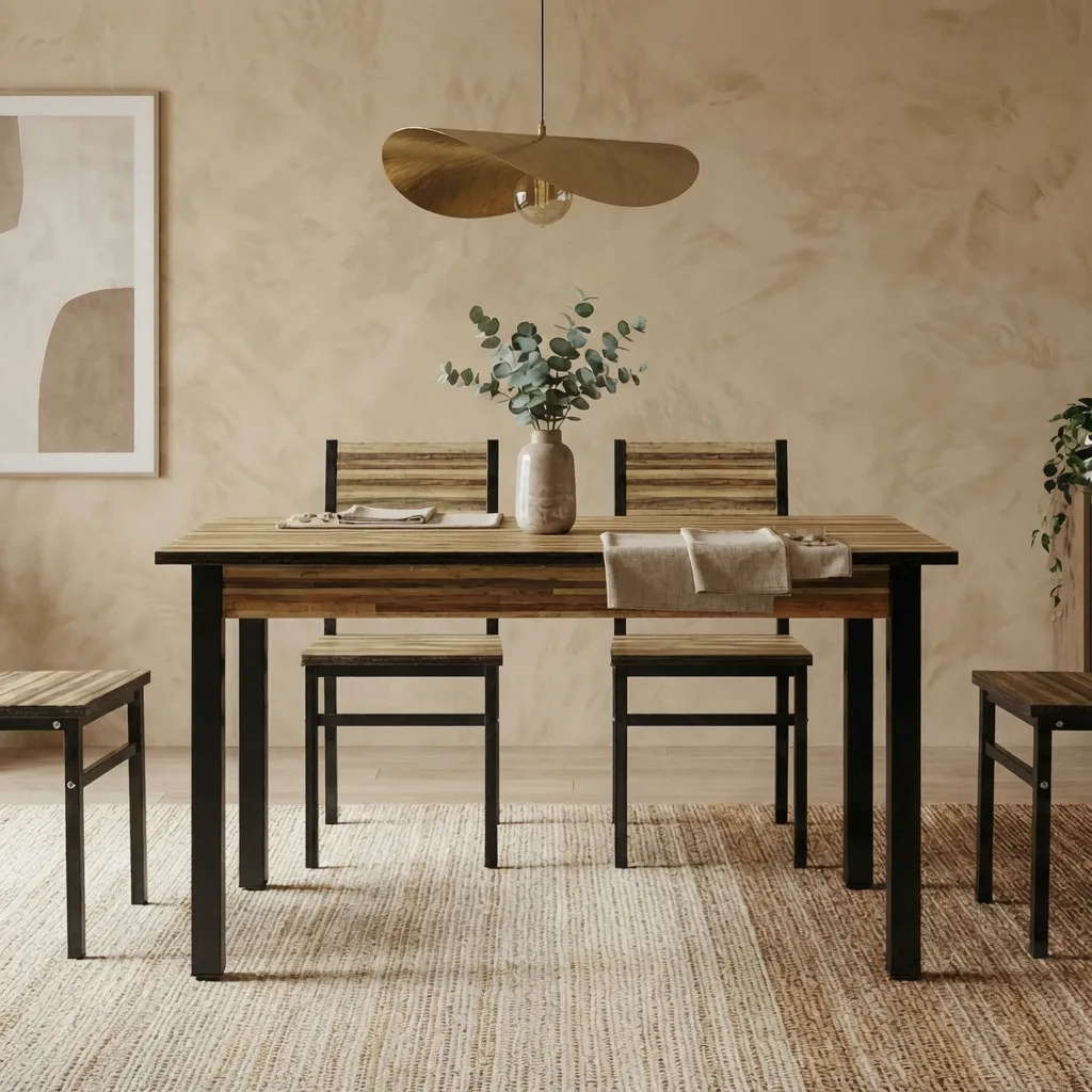 Table à manger Ébène - Set de 4 Chaises