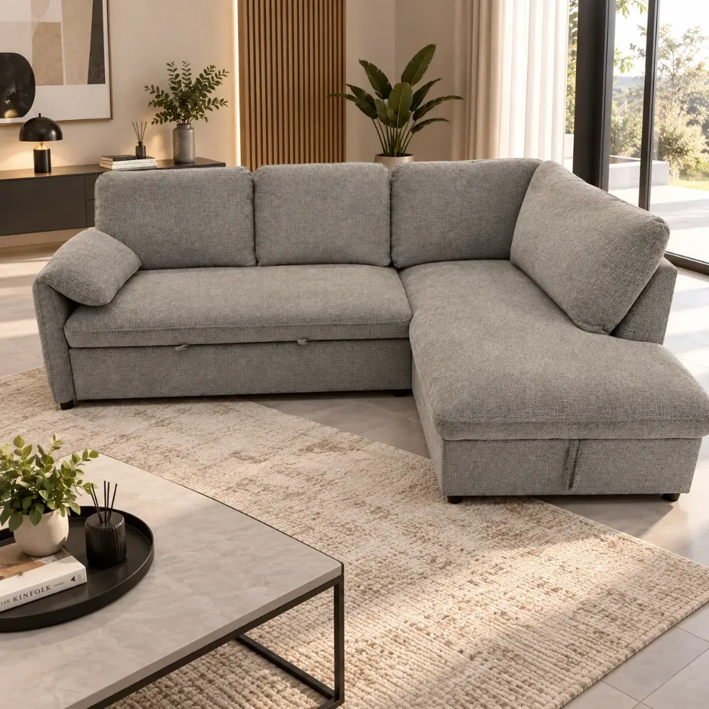 [SALON-7825] CANAPÉ D'ANGLE CONVERTIBLE AVEC COFFRE KF7825