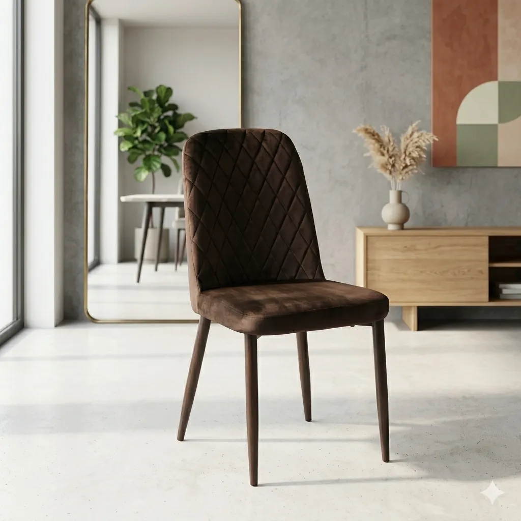 [CHAISE-A306MARRON] Chaise Moriah en Velours Brun