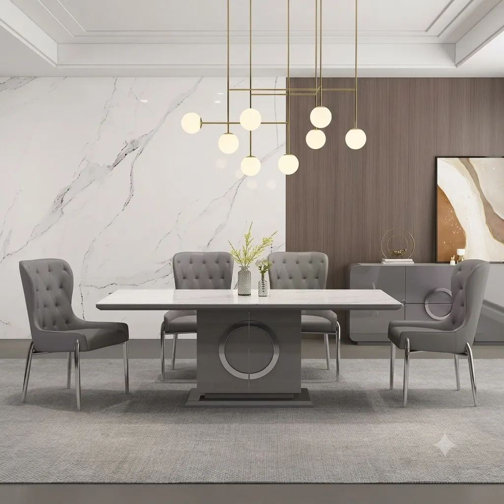 [TABLE-92757 CHAISE-12217] Table à manger + 8 Chaises Orion