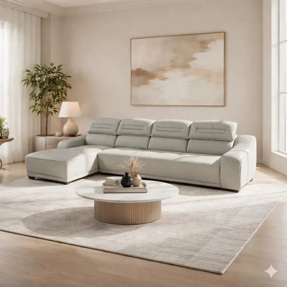 [SALON-2435] CANAPÉ D'ANGLE CELESTE BEIGE 2435