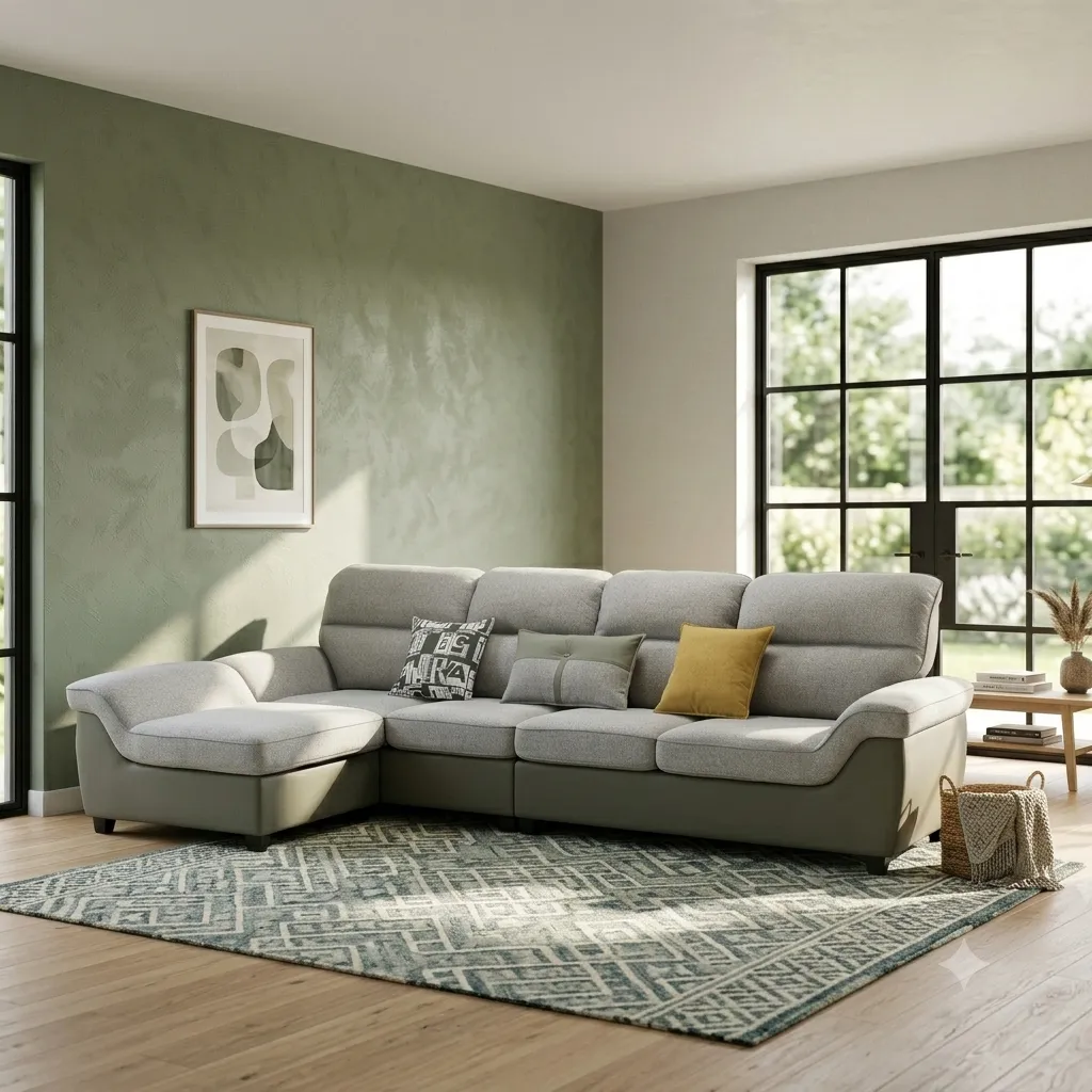[SALON-1696] Canapé d’angle réversible beige Yuna