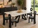 Andersen - Table à manger en céramique blanc extensible pieds noir en métal + 6 chaises Kate Noir