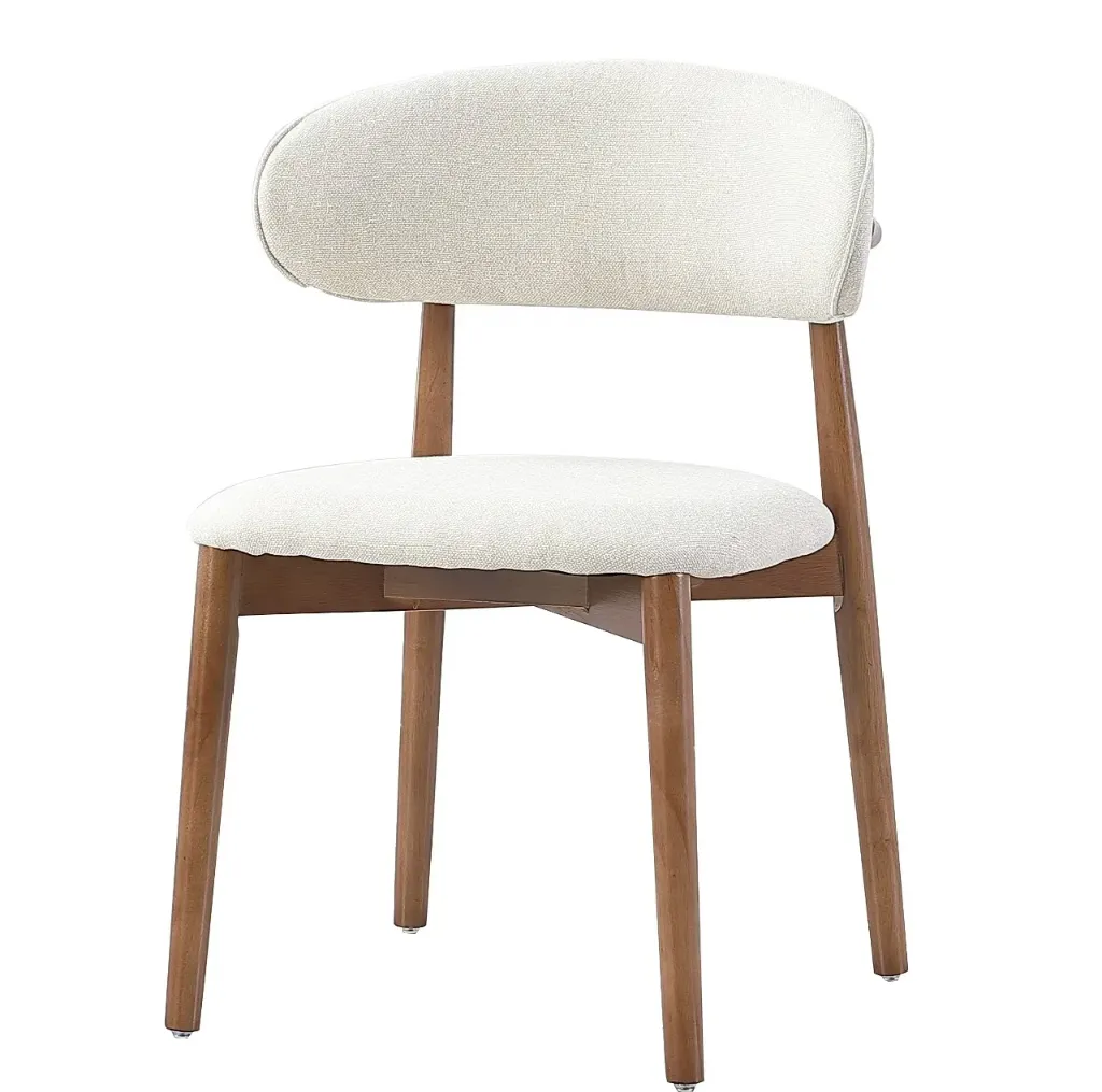 Cassie - Chaise blanche assise marron en chêne