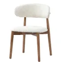Cassie - Chaise blanche assise beige pieds en chêne