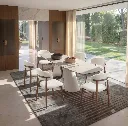 PACK Caldera - Table à manger extensible céramique + 6 chaises Hug beiges