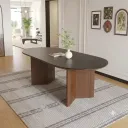 Ernest - Table à manger ovale en bois (plateau noir)