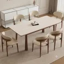 Bronx - Table à manger rectangle effet bois (plateau  blanc) + 6 chaises ICE beiges