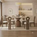 Ernest - Table à manger rectangle en bois (plateau blanc) + 6 chaises Kate beiges