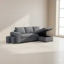 CANAPÉ D'ANGLE CONVERTIBLE AVEC COFFRE + 2 POUFS ZY2165