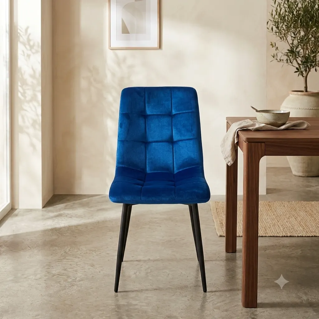 [CHAISE-S51BLEU] Nova - Chaise en velours bleu