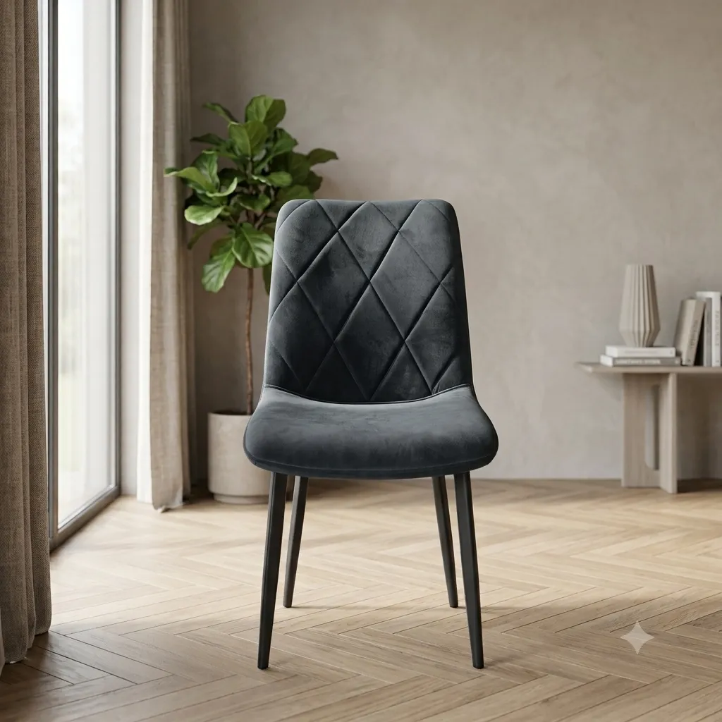 [CHAISE-X71GRIS] Chaise Lina en Velours Gris