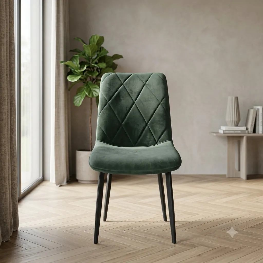 [CHAISE-X71VERT] Chaise Lina en Velours Vert