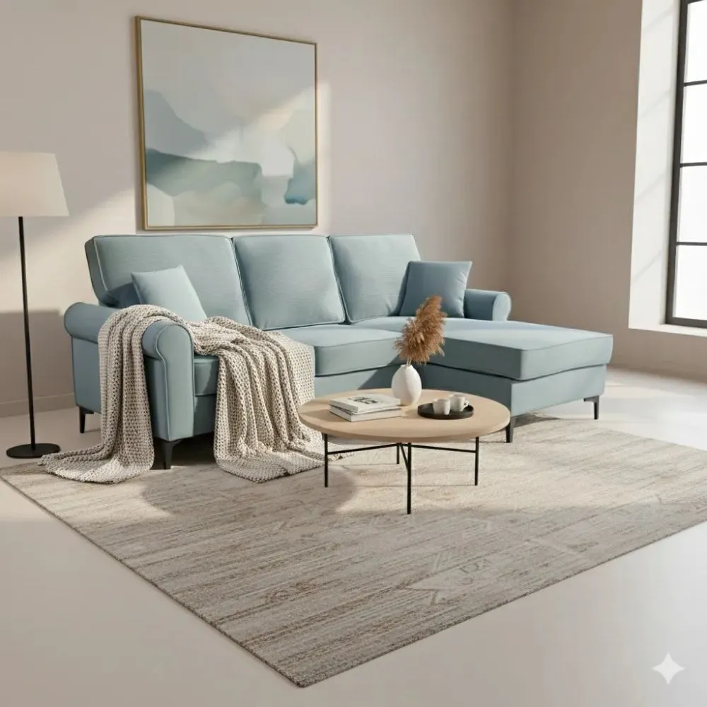CANAPÉ D'ANGLE BLEU ZY 2139