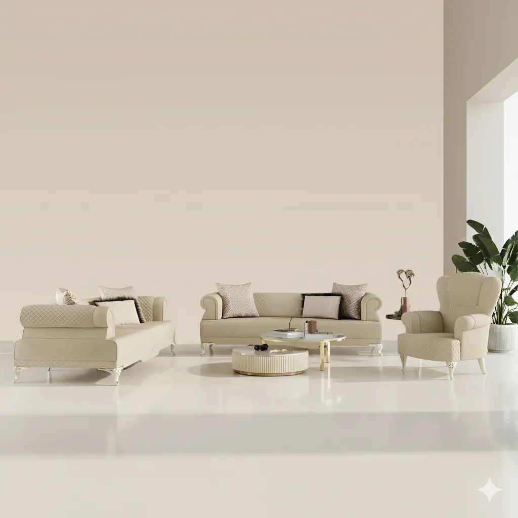 [MC-SOF-BEI-005] CANAPÉS 3+2+1 BEIGE HURREM