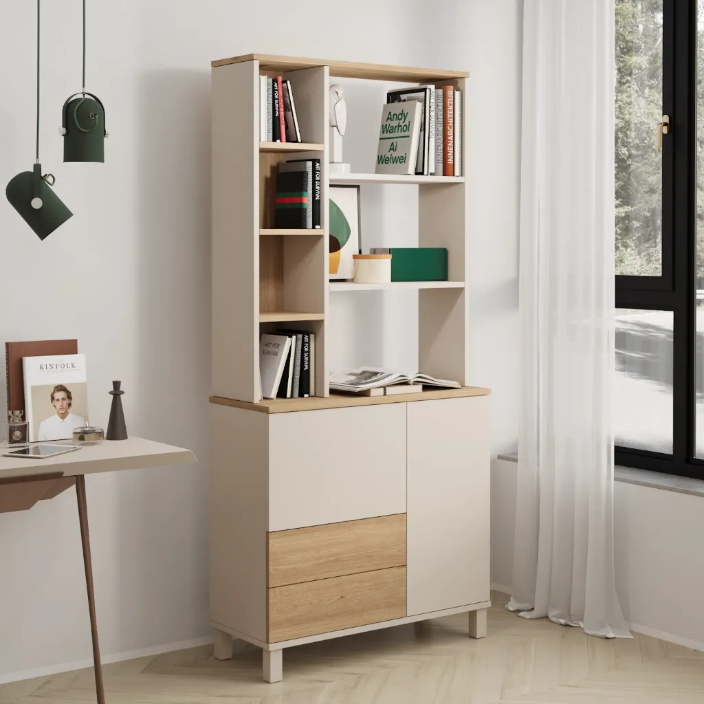 Blush Chêne - Bibliothèque moderne avec étagère