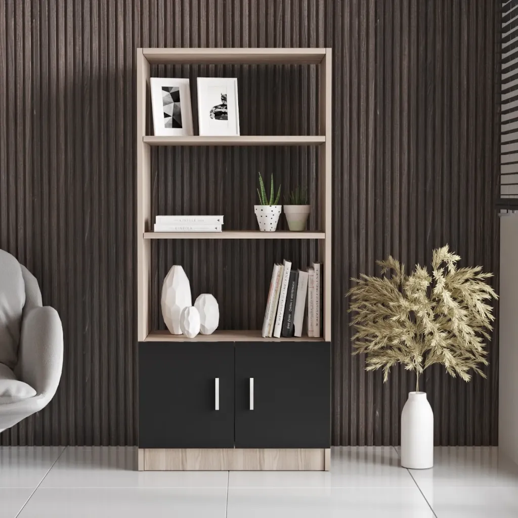 Bibliothèque de bureau noir en mélamine