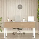 Alba - Bureau blanc et chêne avec tiroir intégré