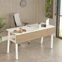 Alba - Bureau blanc et chêne avec tiroir intégré