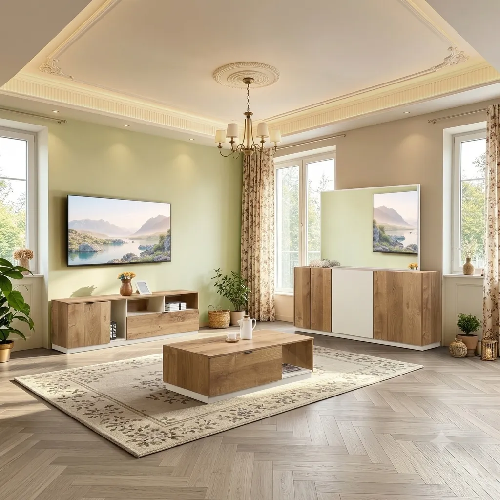 PACK Modena - Enfilade + Table TV + Table basse Beige