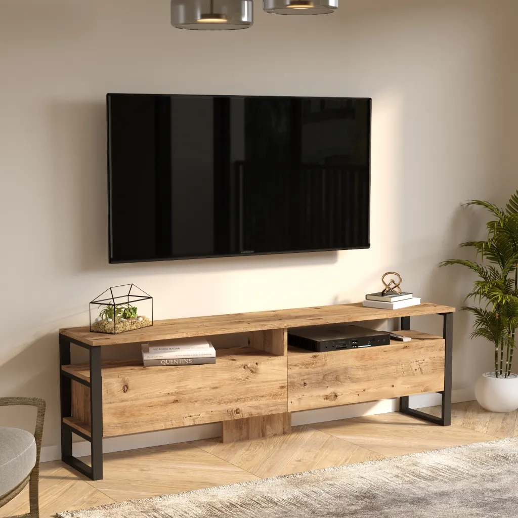[ML19A-TV] TABLE TV 2 PORTES EN BOIS ML19A