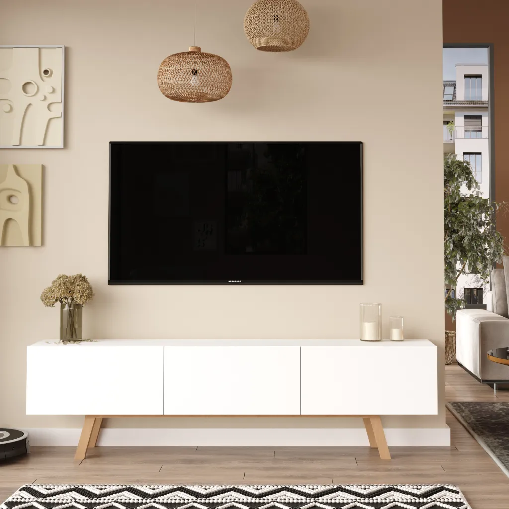 [PU1‐W-TV] TABLE TV PU1‐W BLANC